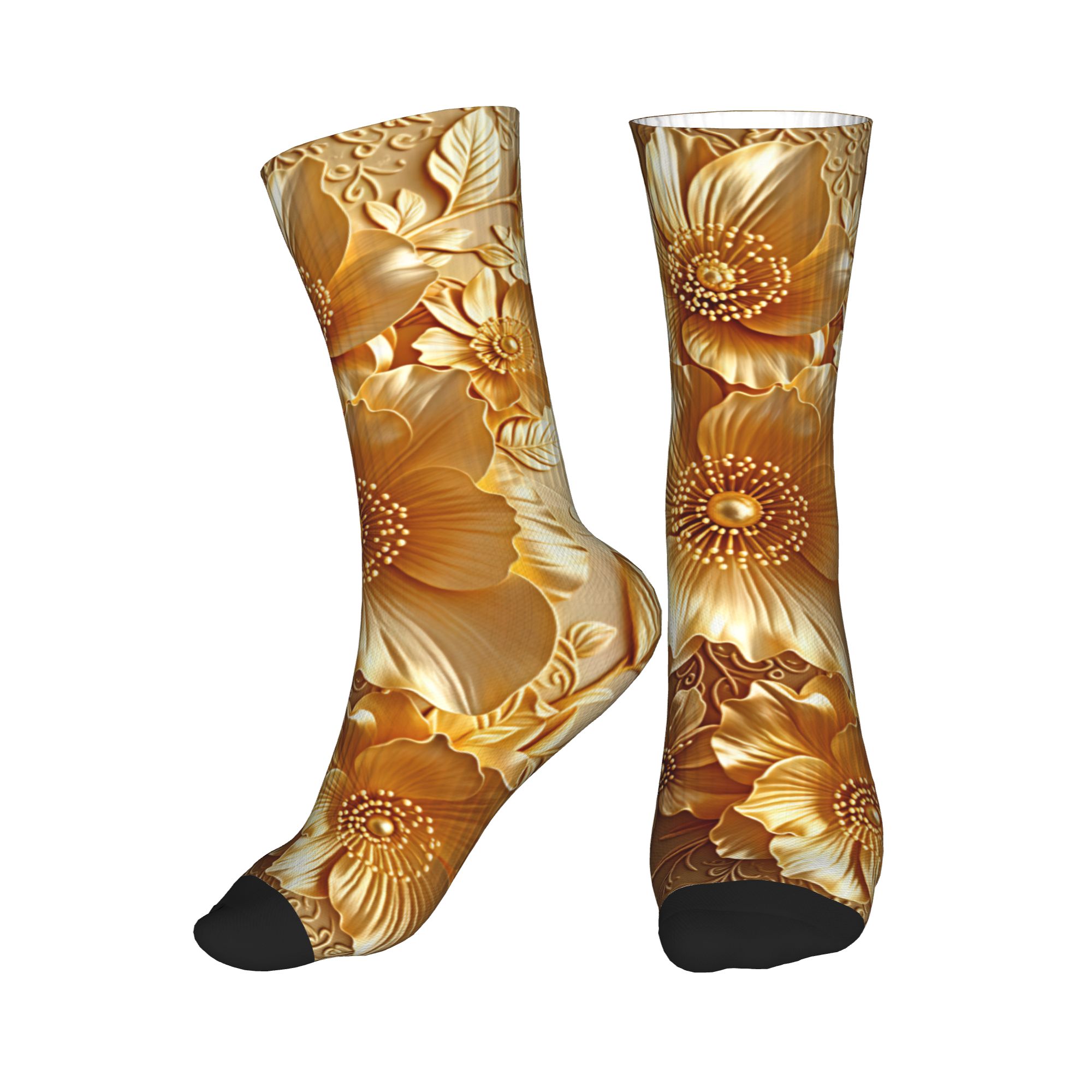 3D Embossed Golden Floral Seam - đánh giá và giá Dress Sock Men